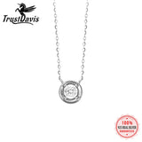 TrustDavis 925 Silver Sweet Round CZ Pandant Necklace Women Office Lady