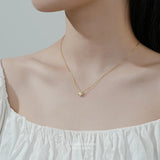 TrustDavis 925 Silver Sweet Round CZ Pandant Necklace Women Office Lady