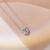 TrustDavis 925 Silver Sweet Round CZ Pandant Necklace Women Office Lady