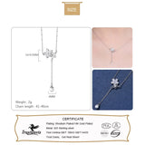 TrustDavis 925 Silver Sakura CZ Tassels Necklace Women Wedding Jewelry Gift