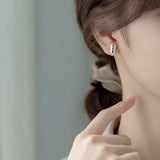 TrustDavis 925 Silver Blade Stud Earrings For Women Wedding