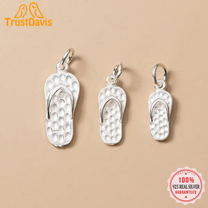 TrustDavis 925 Sterling Silver Slippers Charm Pendant DIY Fine Jewelry