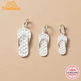 TrustDavis 925 Sterling Silver Slippers Charm Pendant DIY Fine Jewelry
