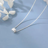 TrustDavis 925 Silver Square Box Chain Necklace For Women Wedding Gift