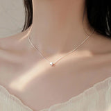 TrustDavis 925 Silver Square Box Chain Necklace For Women Wedding Gift