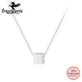 TrustDavis 925 Silver Square Box Chain Necklace For Women Wedding Gift