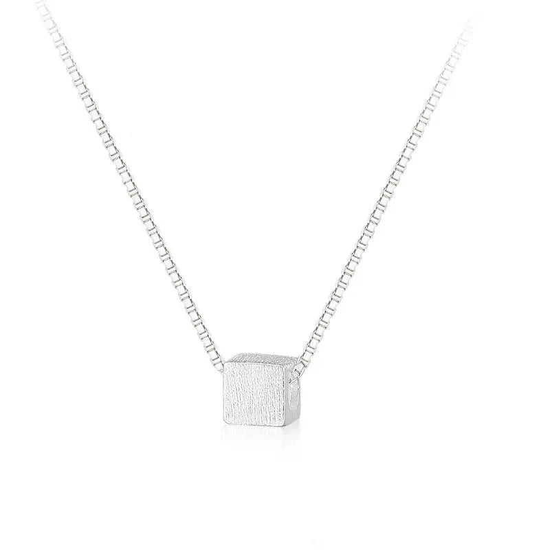 TrustDavis 925 Silver Square Box Chain Necklace For Women Wedding Gift