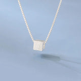 TrustDavis 925 Silver Square Box Chain Necklace For Women Wedding Gift