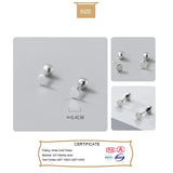 TrustDavis Silver Square Round Bead Stud Earrings For Women