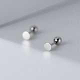 TrustDavis Silver Square Round Bead Stud Earrings For Women