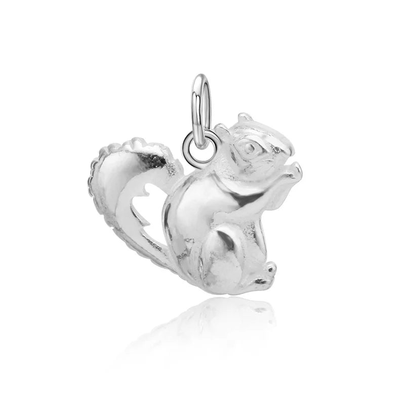 TrustDavis 925 Sterling Silver Squirrel Charm Pendant DIY Jewelry
