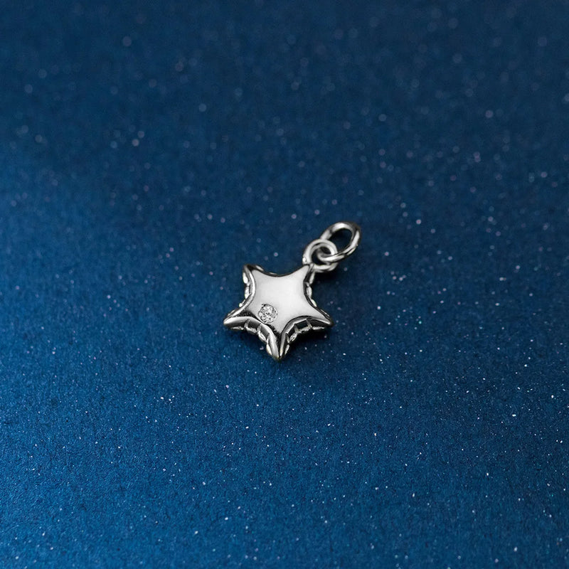 TrustDavis 925 Silver Sweet Star CZ Pendant DIY Necklace Bracelet Accessory