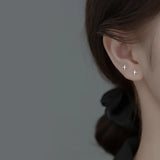 TrustDavis Silver Star CZ Stone Stud Earrings For Women