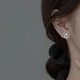 TrustDavis Silver Star CZ Stone Stud Earrings For Women