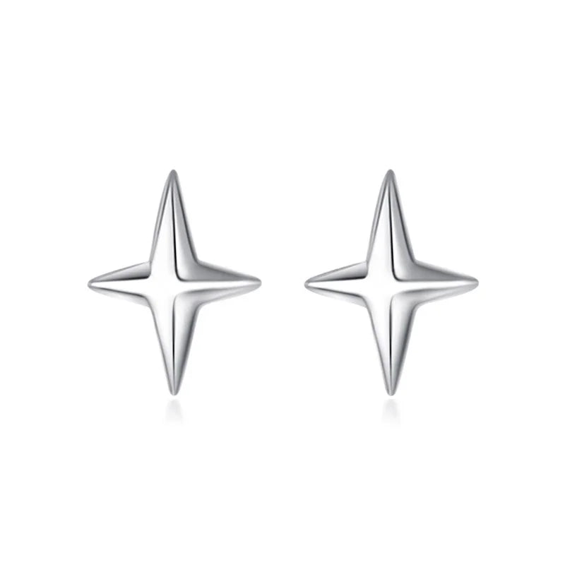 TrustDavis Silver Star CZ Stone Stud Earrings For Women
