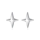 TrustDavis Silver Star CZ Stone Stud Earrings For Women