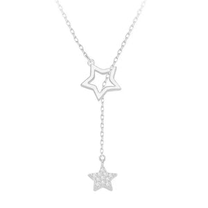 TrustDavis 925 Silver Star CZ Necklace Wedding Statement Jewelry Gift LB205