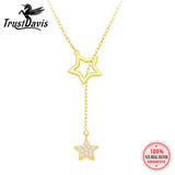 TrustDavis 925 Silver Star CZ Necklace Wedding Statement Jewelry Gift LB205