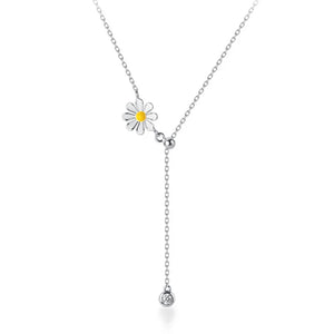TrustDavis 925 Sterling Silver Sun Flower Chain Necklace For Women DS1230