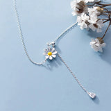 TrustDavis 925 Sterling Silver Sun Flower Chain Necklace For Women DS1230