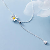 TrustDavis 925 Sterling Silver Sun Flower Chain Necklace For Women DS1230