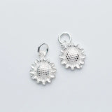 TrustDavis 925 Silver Sweet Sunflower Charm Pendant DIY Jewelry HY280