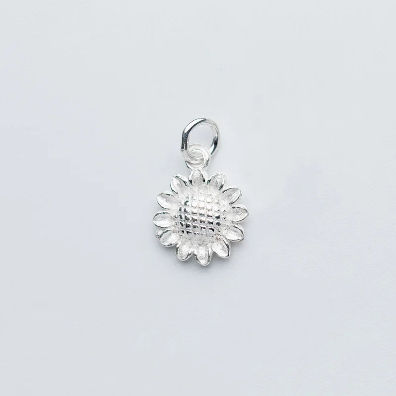 TrustDavis 925 Silver Sweet Sunflower Charm Pendant DIY Jewelry HY280