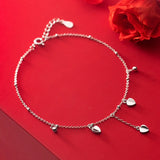925 Silver Tassel Heart Anklets Wedding Jewelry