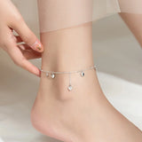925 Silver Tassel Heart Anklets Wedding Jewelry