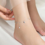 925 Silver Tassel Heart Anklets Wedding Jewelry