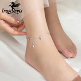 925 Silver Tassel Heart Anklets Wedding Jewelry