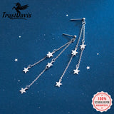 925 Sterling Silver Tassel Chain Star Stud Earrings Wedding Jewelry