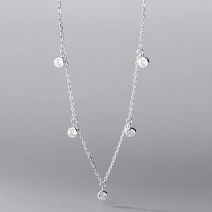Davis 925 Sterling Silver Tassel CZ Pendant Short Necklace