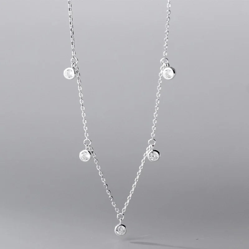 Davis 925 Sterling Silver Tassel CZ Pendant Short Necklace