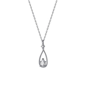 Davis 925 Sterling Silver Water Drop CZ Necklace