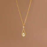Davis 925 Sterling Silver Water Drop CZ Necklace