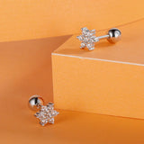 Sweet Winter Snowflake CZ Stud Earrings Wedding Jewelry