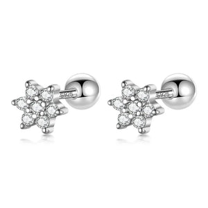 Sweet Winter Snowflake CZ Stud Earrings Wedding Jewelry