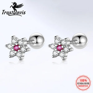 Sweet Winter Snowflake CZ Stud Earrings Wedding Jewelry
