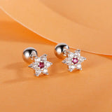 Sweet Winter Snowflake CZ Stud Earrings Wedding Jewelry
