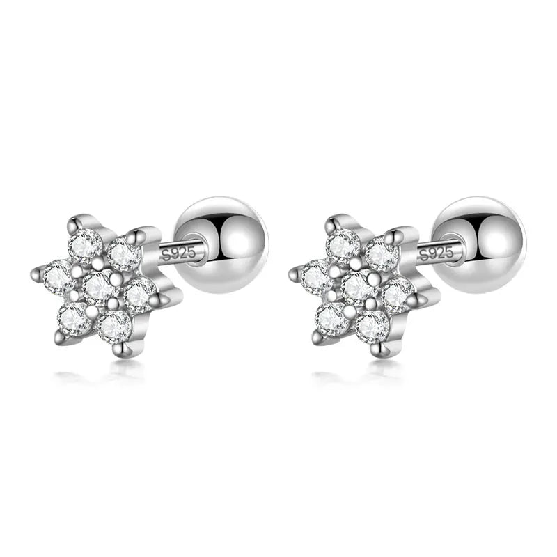 Sweet Winter Snowflake CZ Stud Earrings Wedding Jewelry