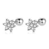 Sweet Winter Snowflake CZ Stud Earrings Wedding Jewelry