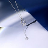 TrustDavis 925 Silver Zircon Tassel Chain Necklace For Women