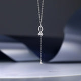 TrustDavis 925 Silver Zircon Tassel Chain Necklace For Women