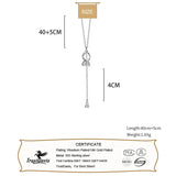 TrustDavis 925 Silver Zircon Tassel Chain Necklace For Women