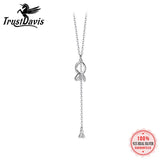 TrustDavis 925 Silver Zircon Tassel Chain Necklace For Women