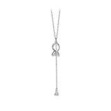 TrustDavis 925 Silver Zircon Tassel Chain Necklace For Women