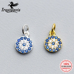 TrustDavis 925 Sterling Silver CZ Eye Charm Pendant DIY Accessories