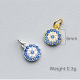 TrustDavis 925 Sterling Silver CZ Eye Charm Pendant DIY Accessories