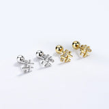 925 Silver CZ Bead Stud Earrings for Girls DG0015
